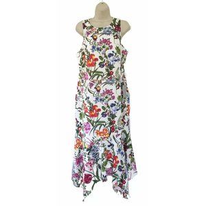 Maggy London Floral Asym Ruffle Hem Midi Dress NWT